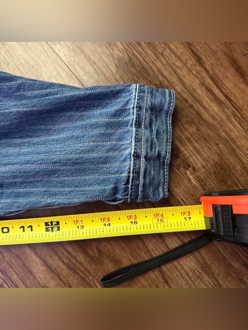 Old Navy Blue Pinstripe Workwear Denim Jacket - Picture 6 of 8